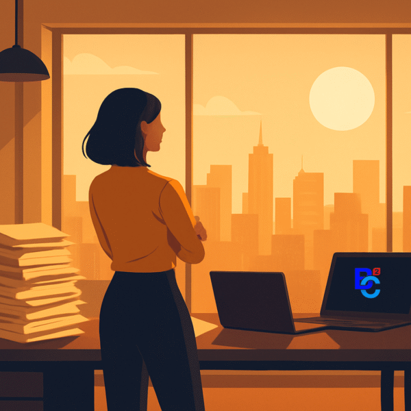 A modern, stylized illustration showing a professional business team in an office preparing documents together, symbolizing proactive compliance planning and coordination before Q3 deadlines.